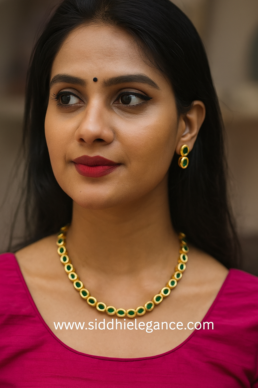 Green oval shaped kundan chakor