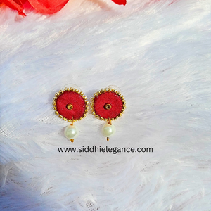 red circle fabric earrings