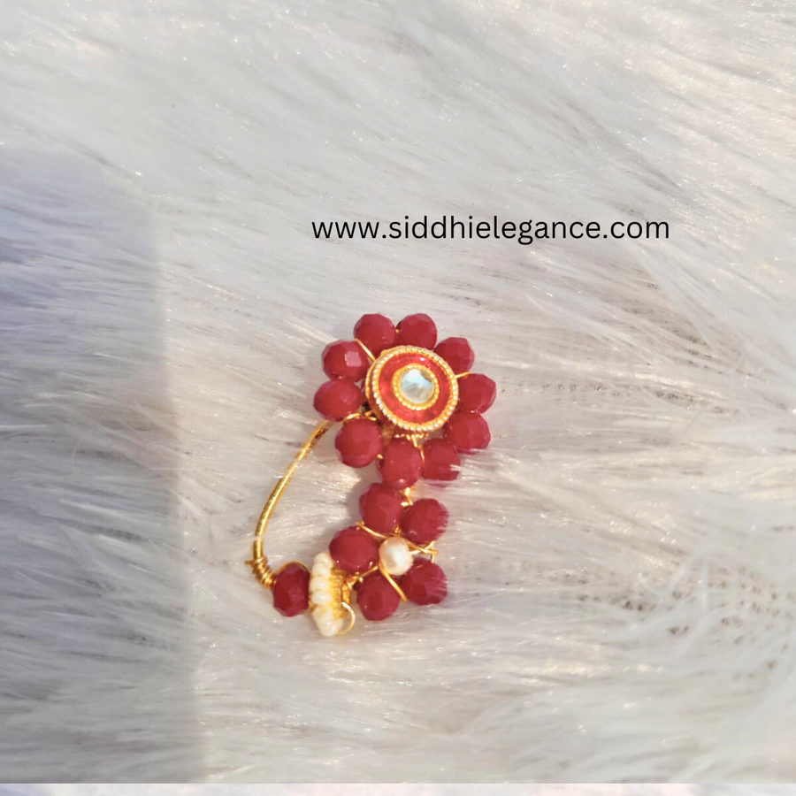 Red beaded nath