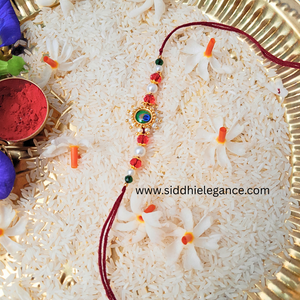 Round morpankh kundan rakhi