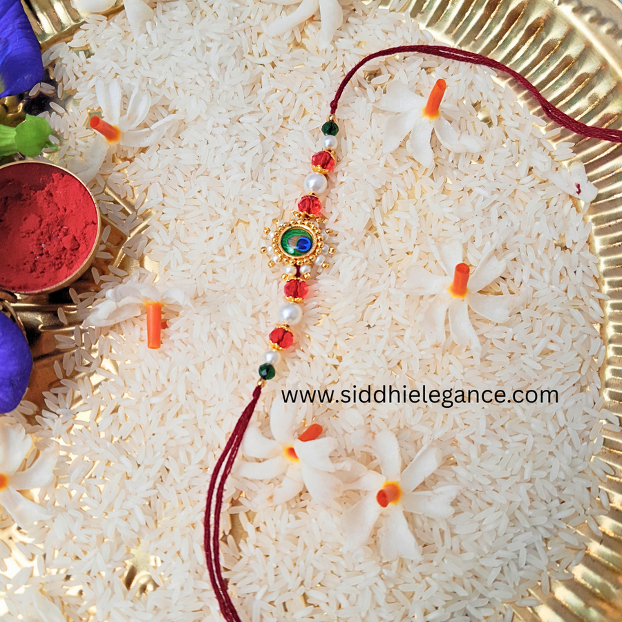 Round morpankh kundan rakhi