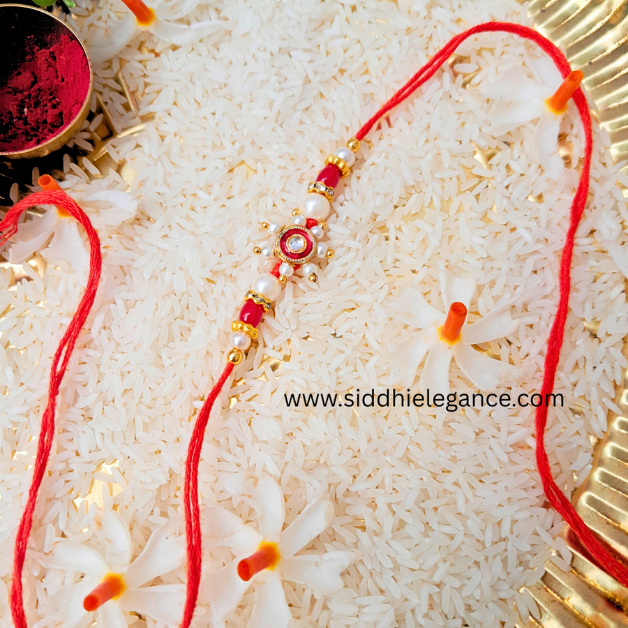 Red kundan rakhi