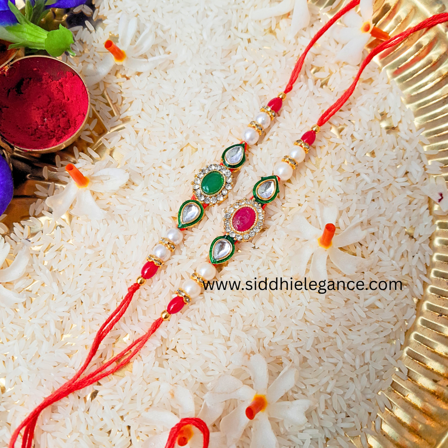 Green  kundan rakhi